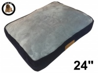 Ellie-Bo Small Dog Bed with Blue Corduroy Sides and Grey Faux Fur Topping to fit 24 inch Dog Cage